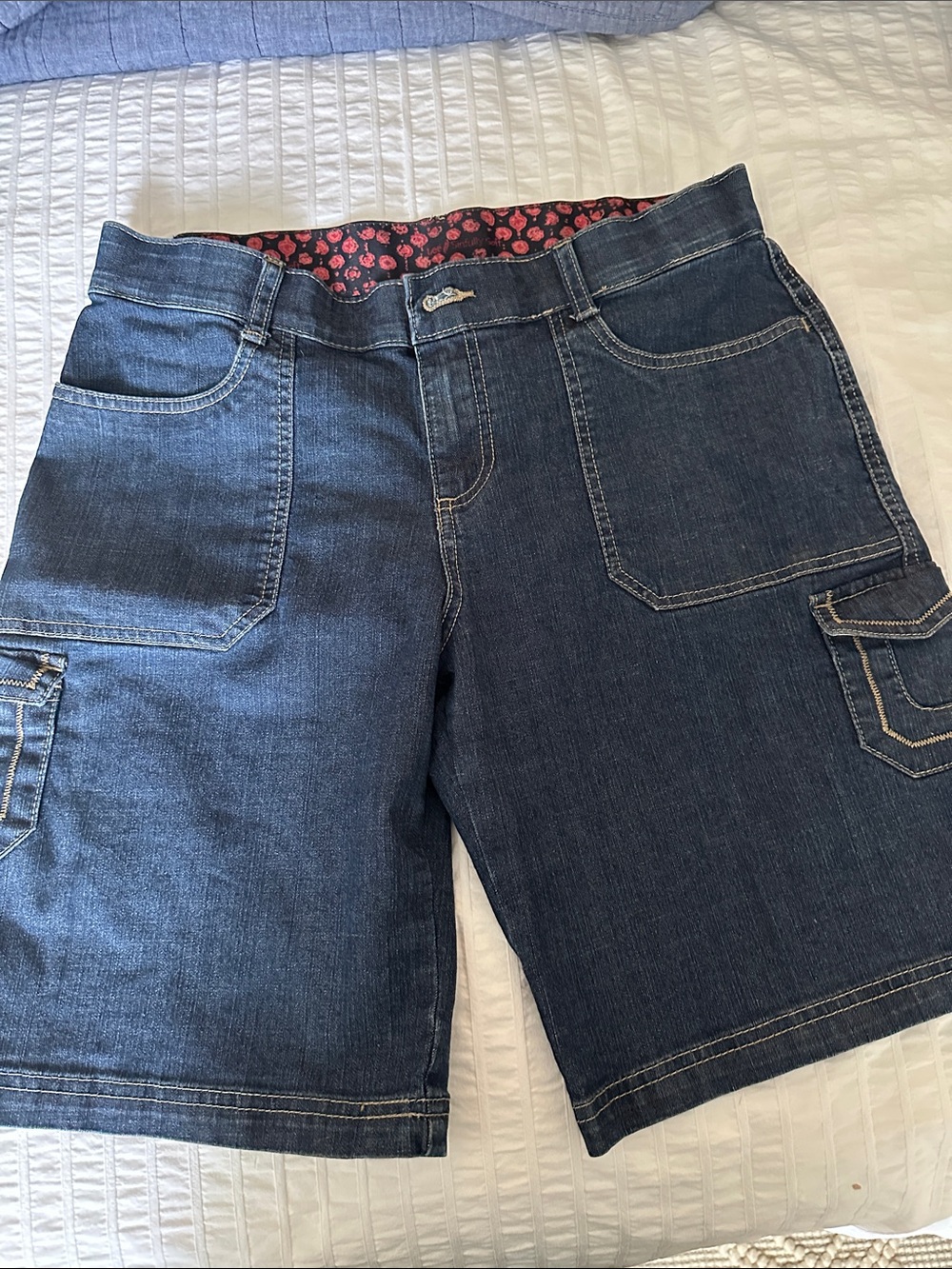 Lee Dark Blue Denim Cargo Jean Shorts